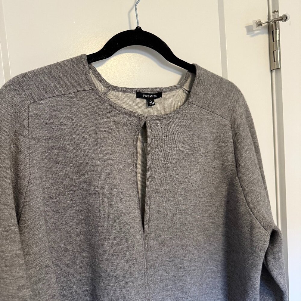 Premise Gray Open Front Knit Jacket Cardigan New With Tags Size L